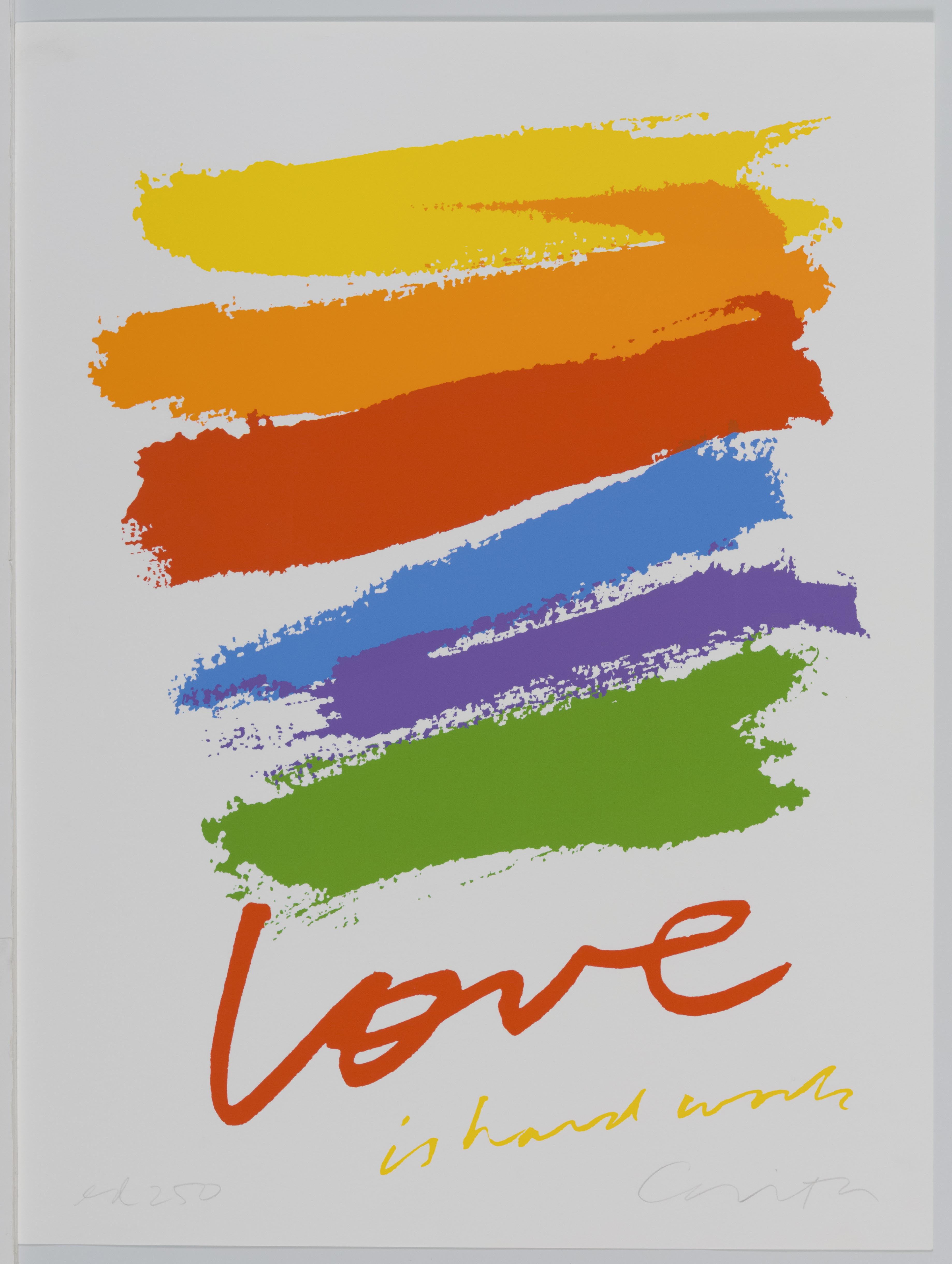 Corita Kent, love is hard work, 1985