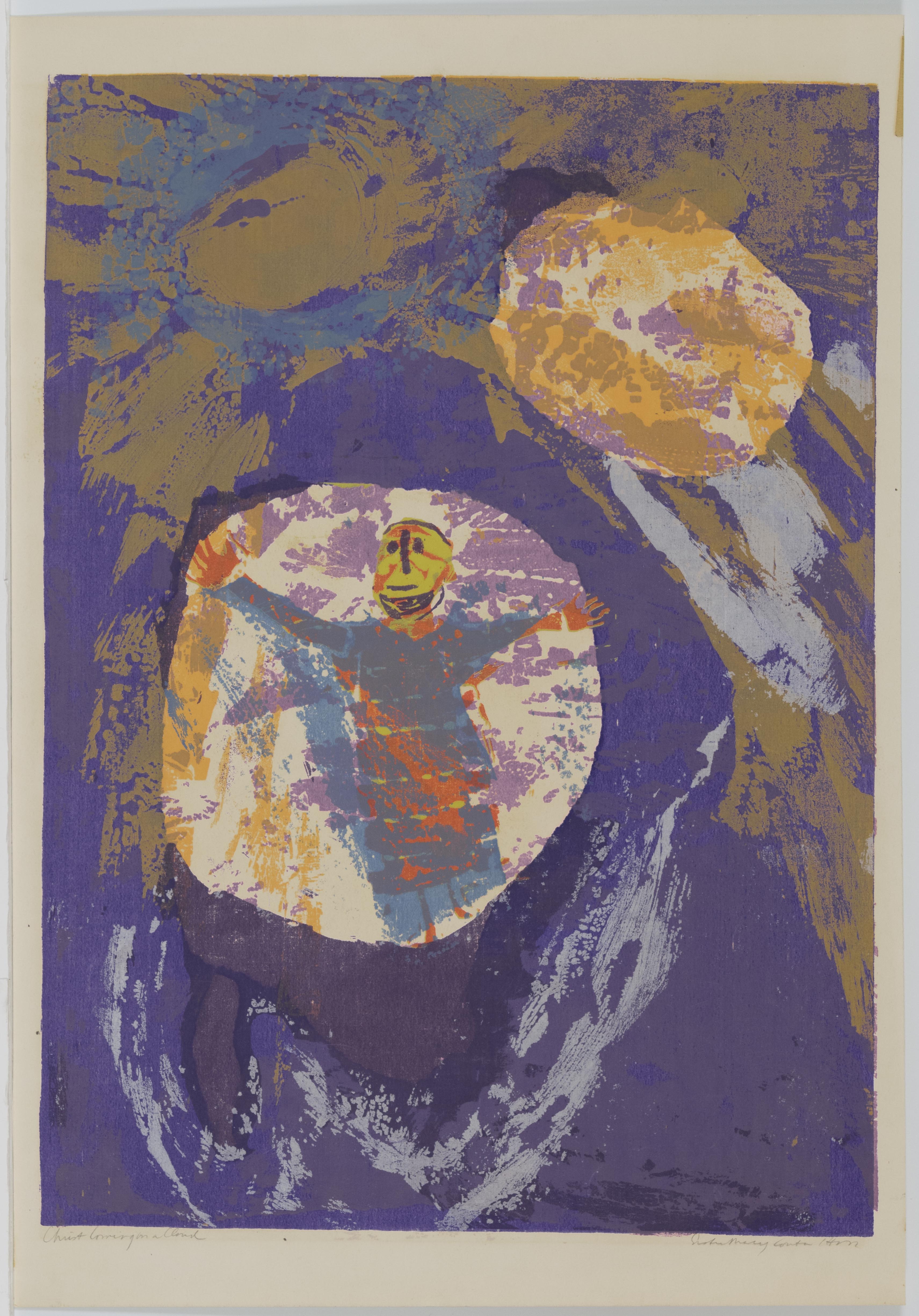 Corita Kent, christ coming on a cloud, 1957