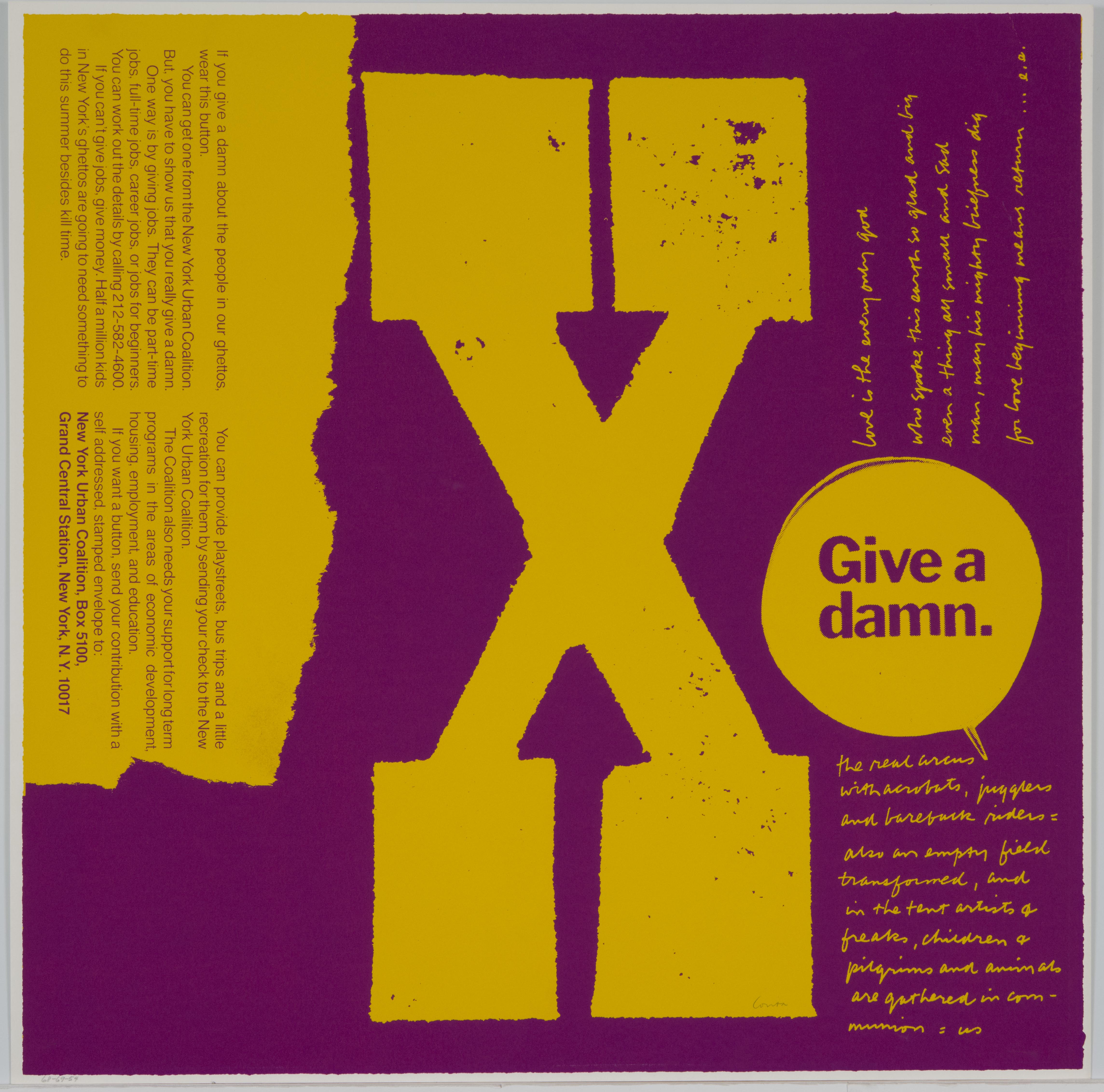 Corita Kent, x give a damn, 1968
