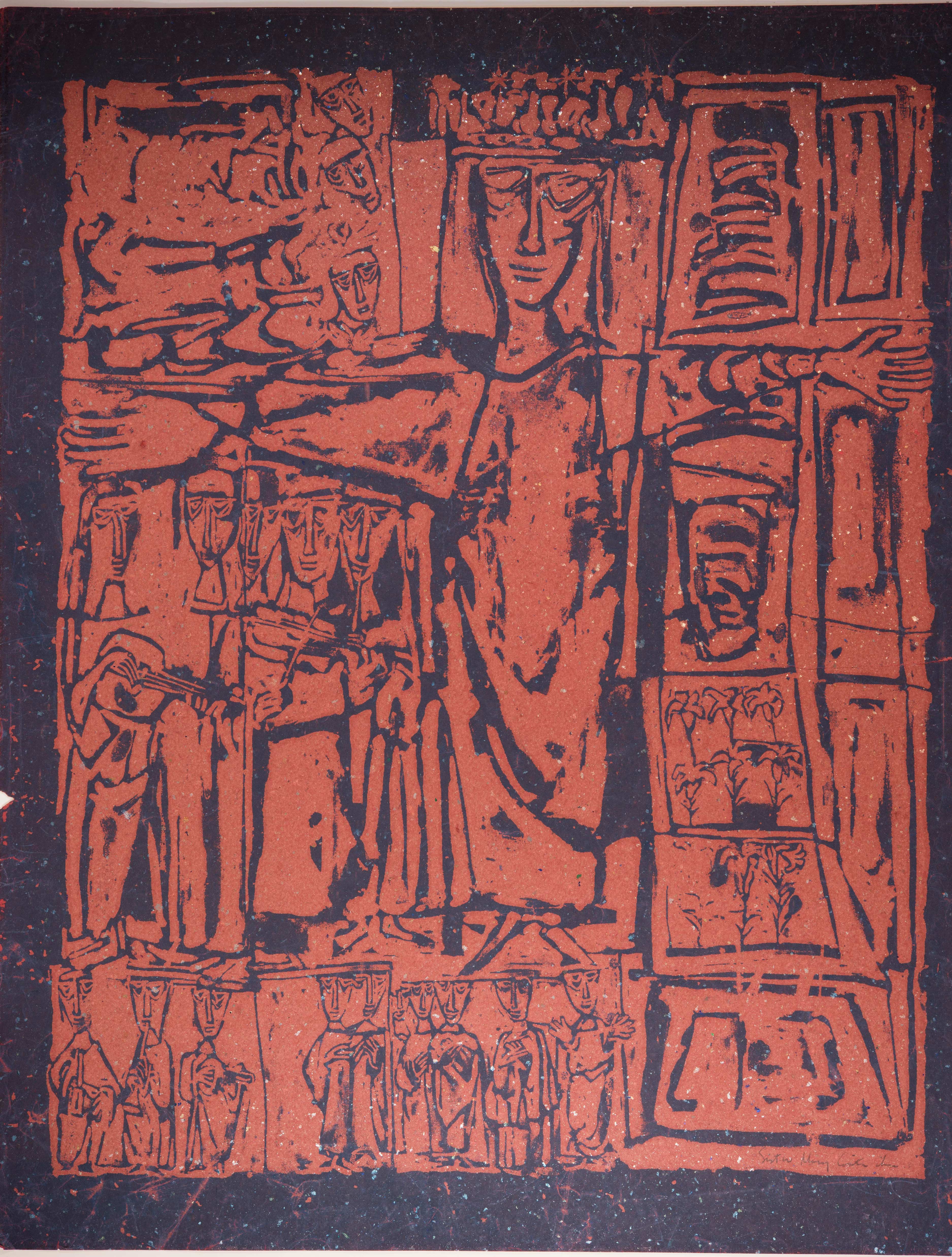 Corita Kent, as a cedar of lebanon - red, 1953