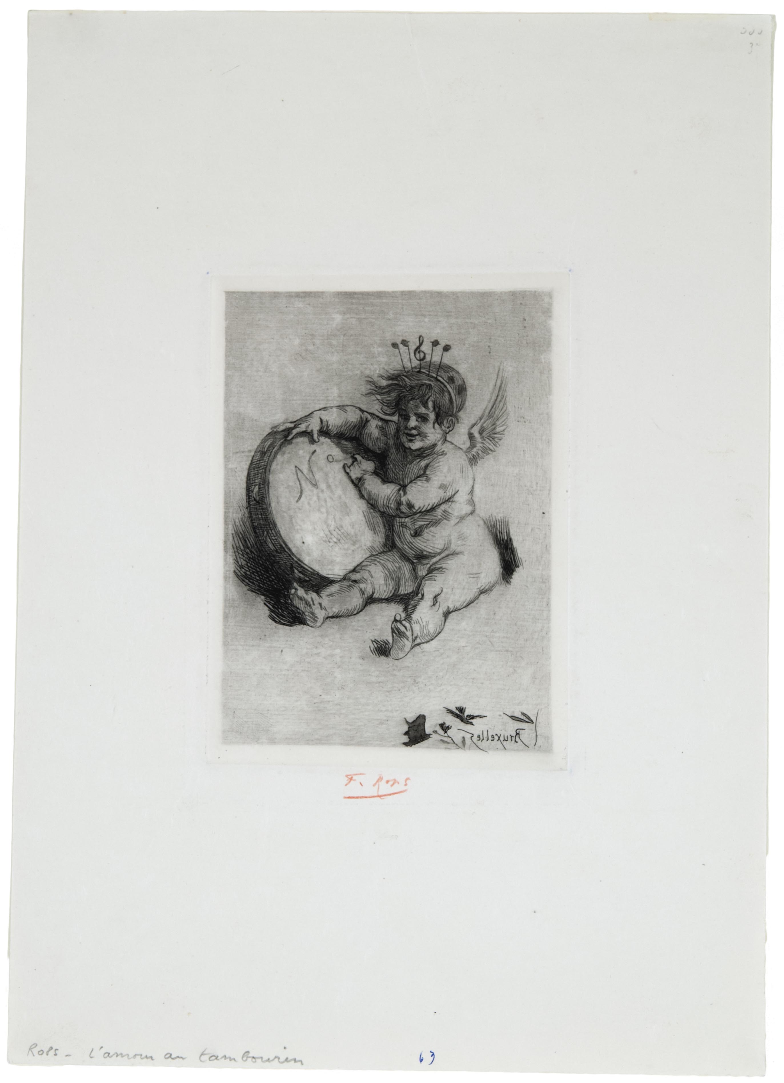 Felicien Rops, Cupid with a Tambourine, 1875