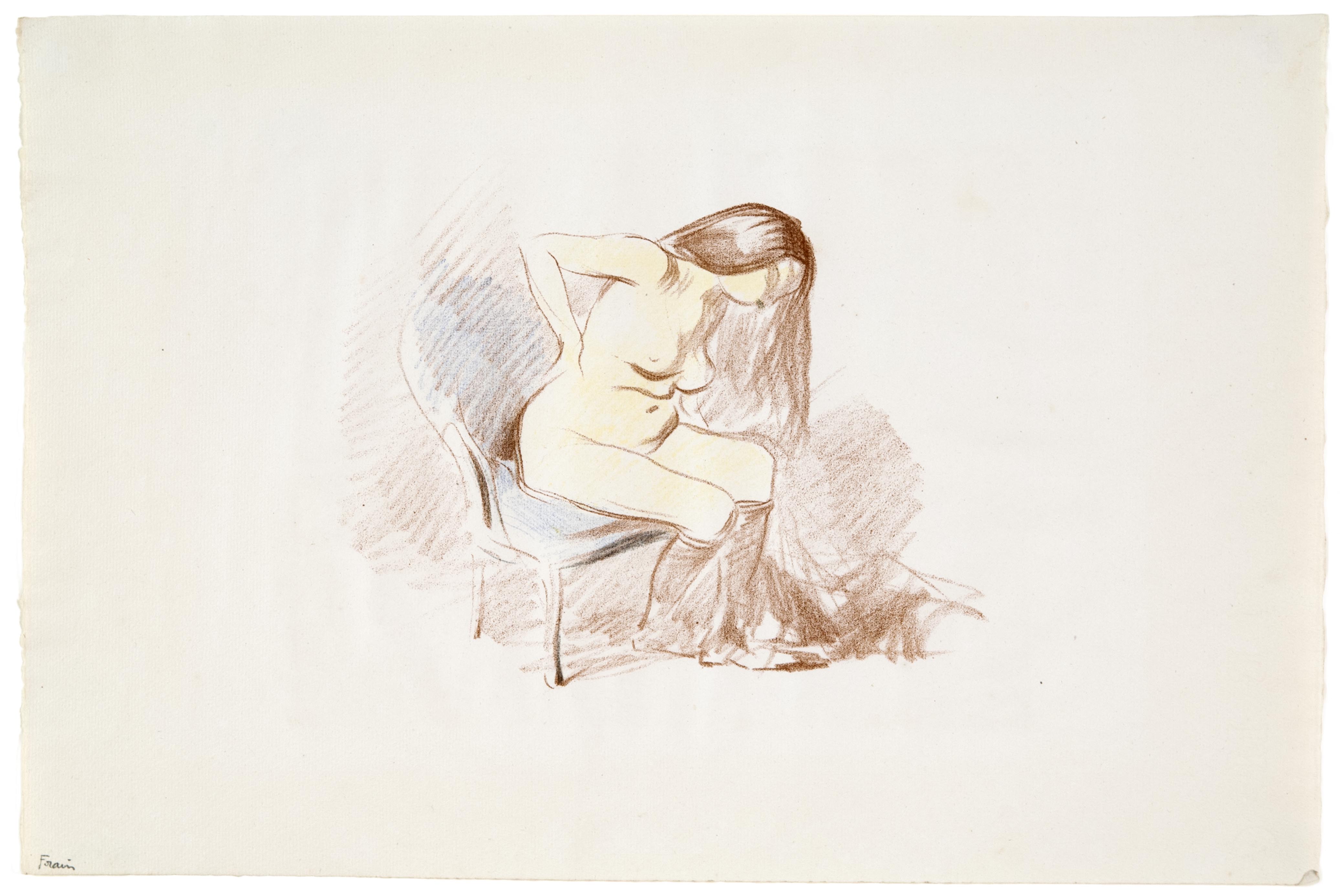 Jean Louis Forain, Study of a Seated Woman Undressing, n.d.