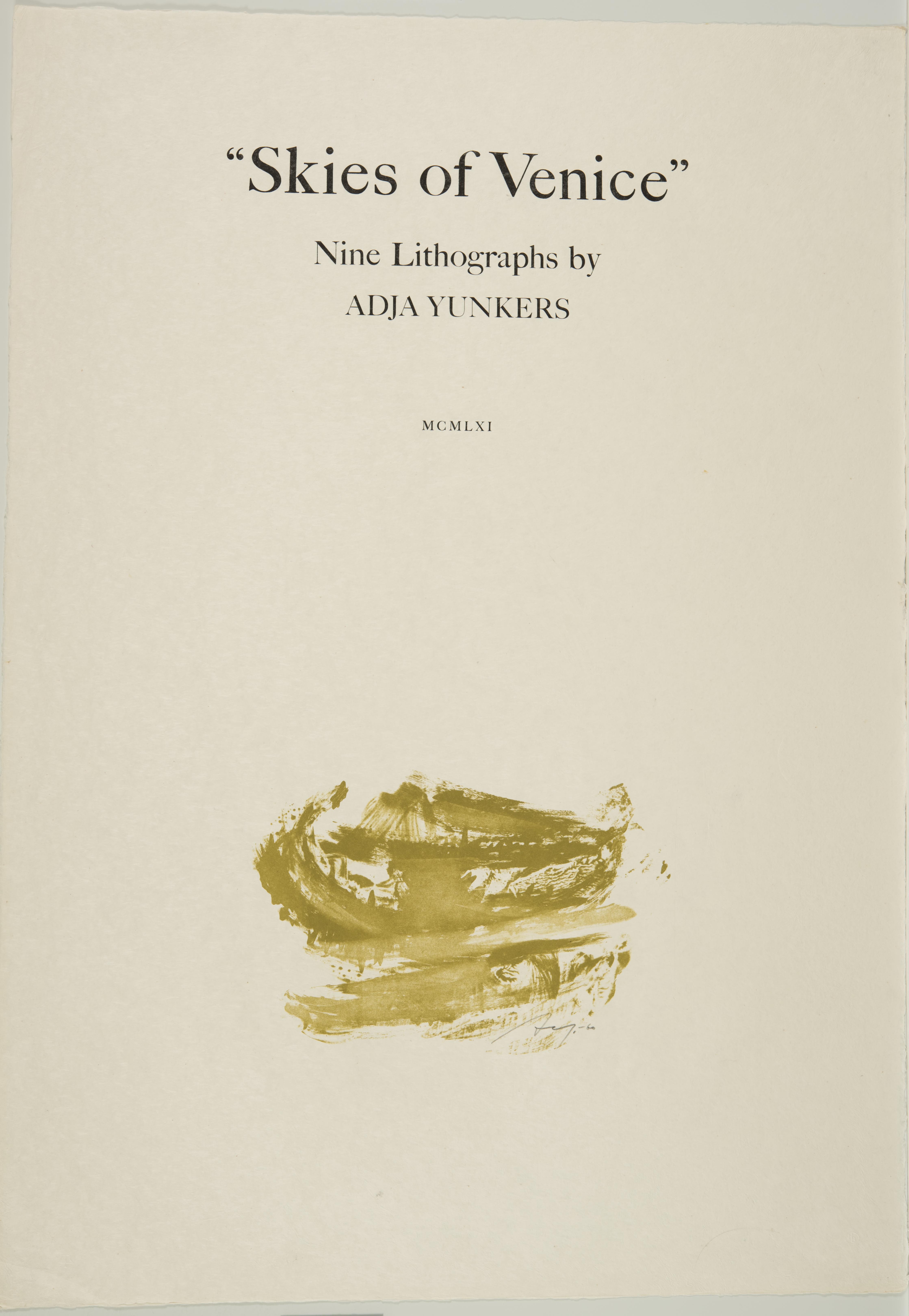 Adja Yunkers, Skies of Venice: Title Page, 1960