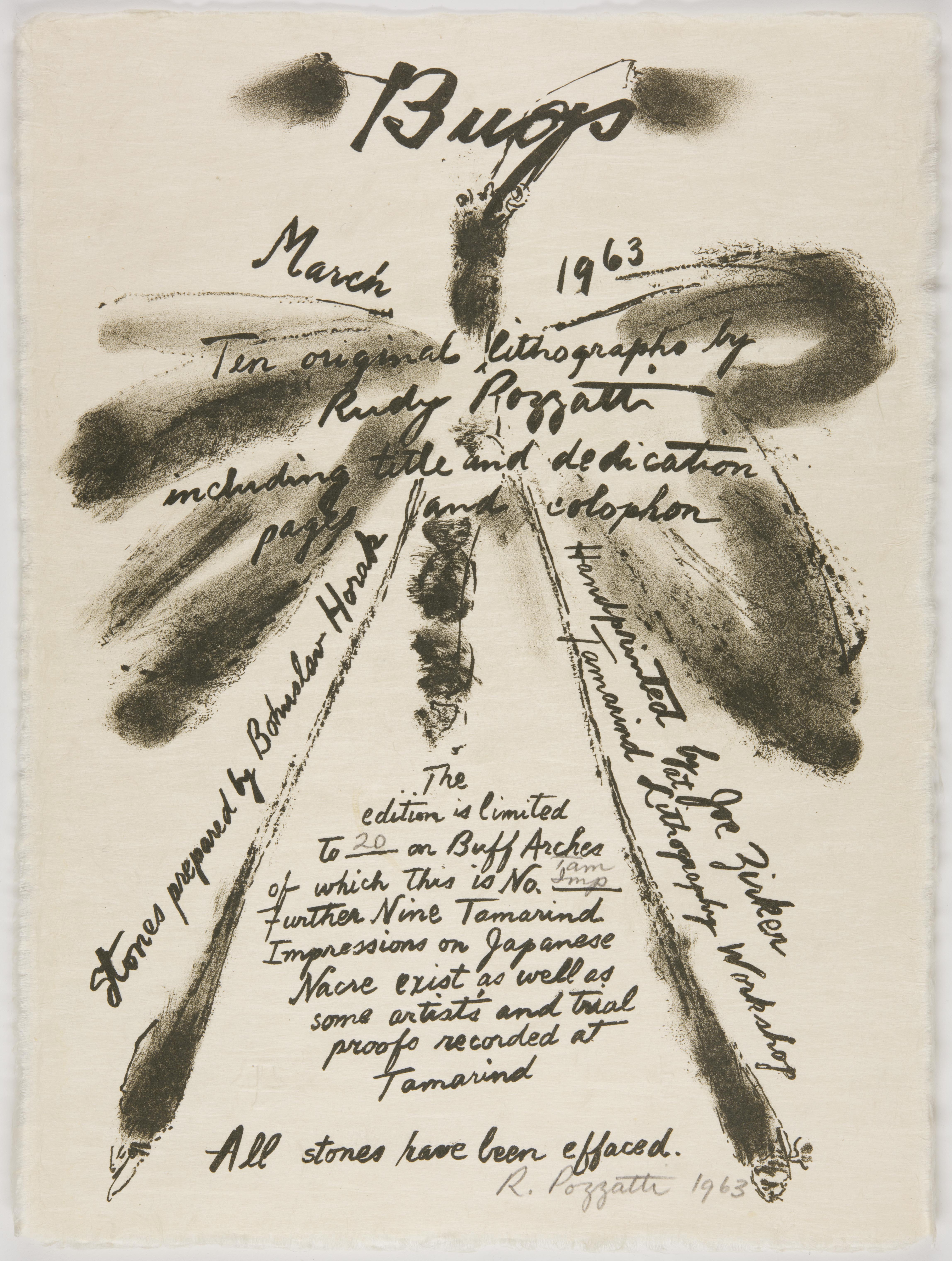 Rudy Pozzatti, Colophon (X), March 26-27, 1963