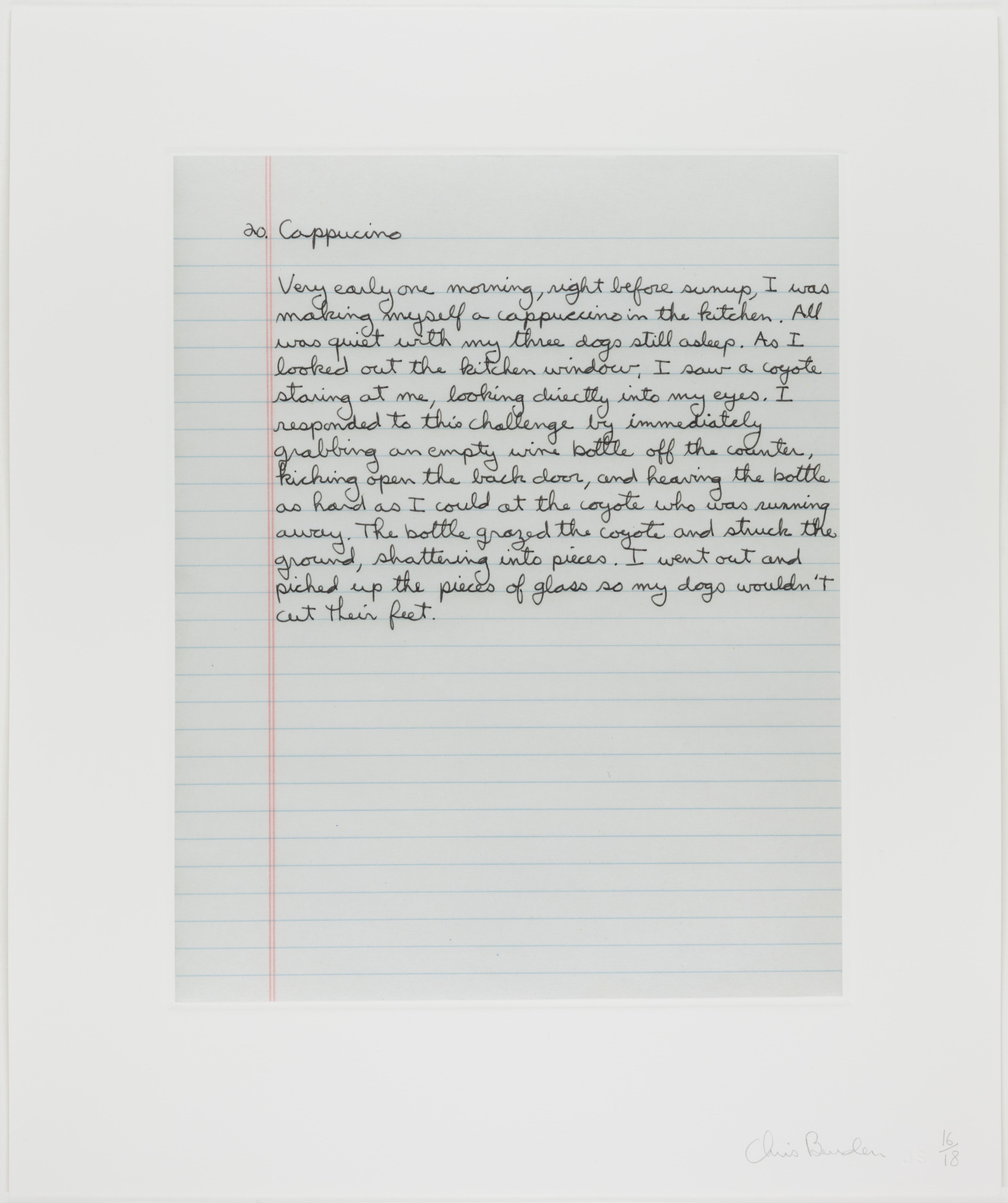 Chris Burden, Cappucino, 2006