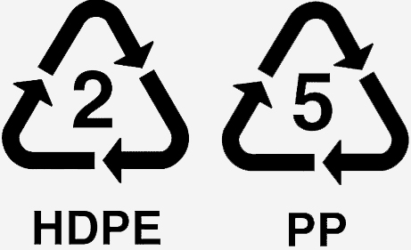 Recycling symbols #2 and #5