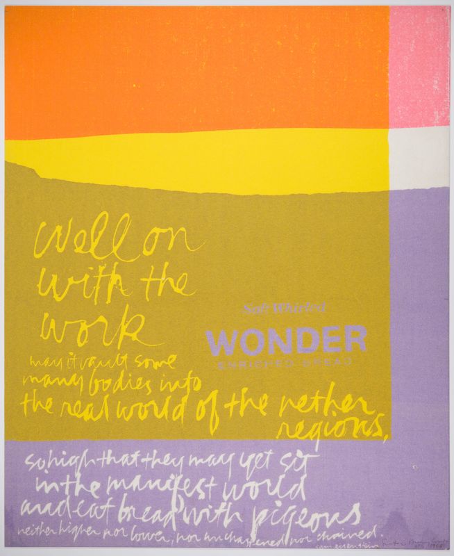 Corita Kent, well, on with the work, 1965