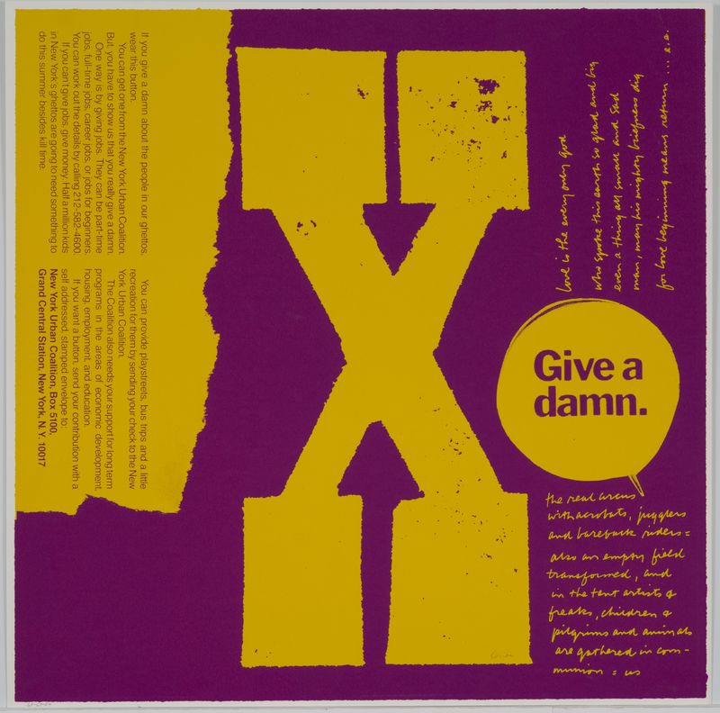 Corita Kent, x give a damn, 1968