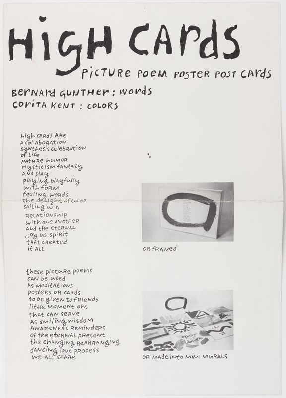 Corita Kent, high cards, 1974