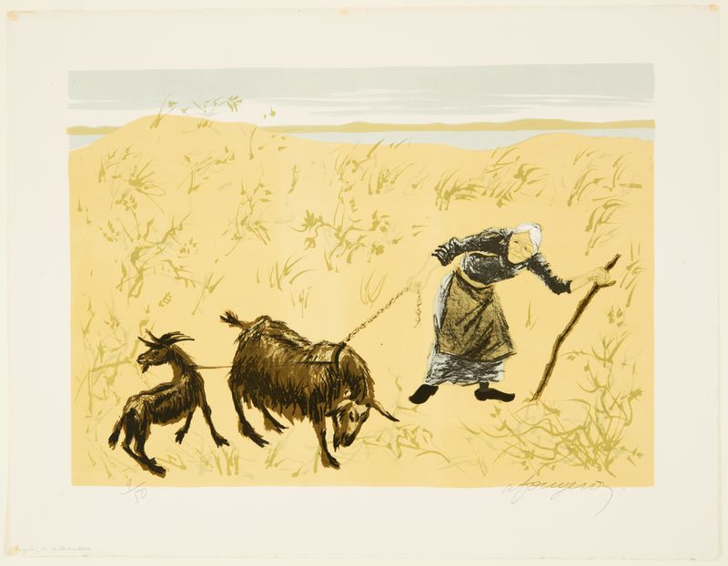 André Fougeron, Old Woman with Goats, n.d.