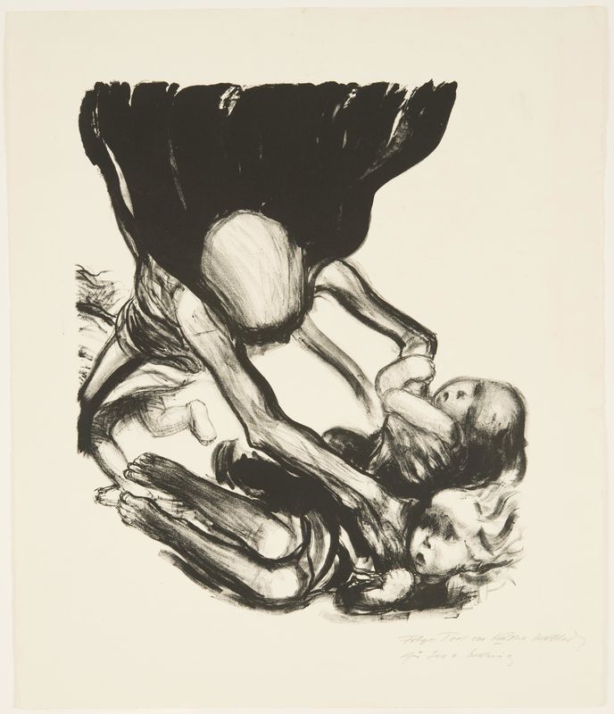 Käthe Kollwitz, Death Grabbing at a Group of Children, 1934