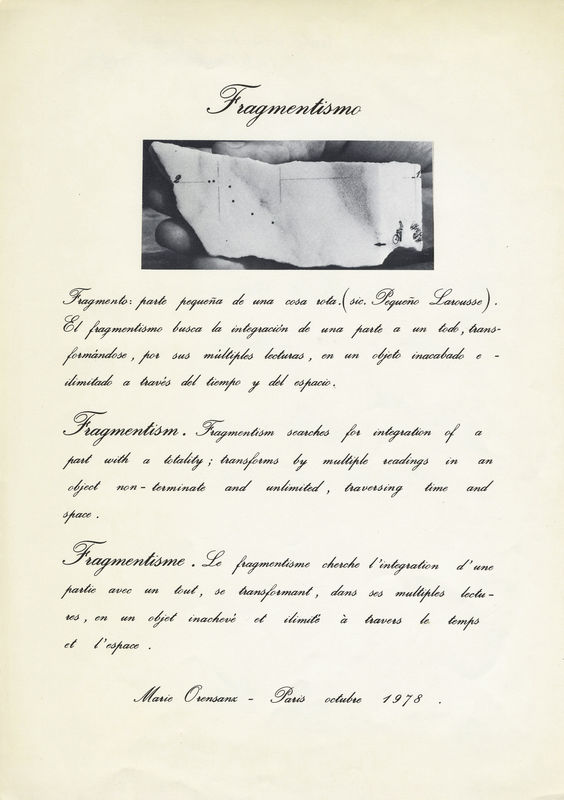 Fragmentismo (Fragmentism), by Marie Orensanz, 1978