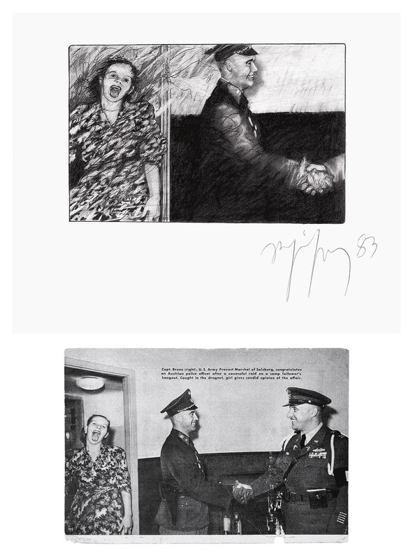 Operation Camp Follower, from the series Santas y pecadoras (Saints and sinners) [with source photograph below], 1982–83