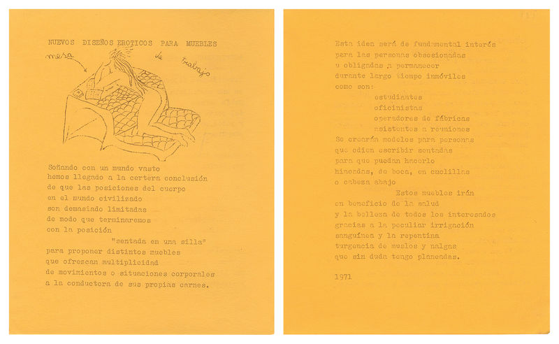 Nuevos diseños eróticos para muebles (New erotic designs for furniture), by Cecilia Vicuña, 1971