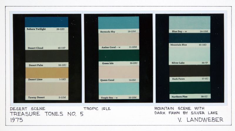 Victor Landweber, Treasure Tones No. 5: Desert Scene, Tropic Isle, Mountain Scene with Dark Fawn by Silver Lake, 1975