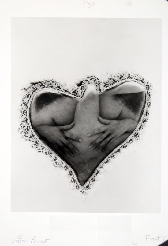 Ellen Brooks, Untitled (heart-shaped canvas, lace, fur), [n.d.]