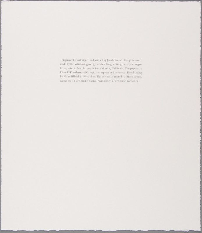 Edition Jacob Samuel, Colophon, 1992