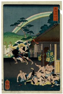 Ichiyeisai Yoshitsuya, Untitled (Bandits fleeing with loot), 1822-1866
