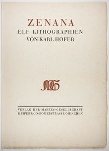 Karl Hofer, Zenana: Elf Lithographien Von Karl Hofer, 1923