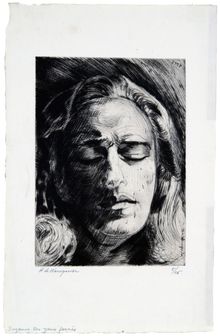 Henri de Waroquier, Figure of a Woman with Long Hair, Eyes Closed (Suzanne), 1934