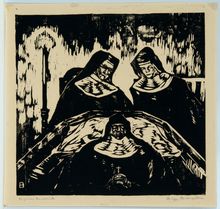 Philipp Bauknecht, Untitled (Two nuns viewing a third nun in her coffin), 1884