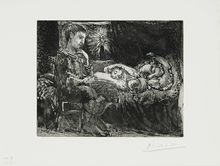 Pablo Picasso, Boy and Sleeping Girl by Candlelight, November 18, 1934