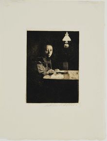 Käthe Kollwitz, Self Portrait at the Table, 1893