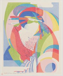 Stanton Macdonald-Wright, Departing spring hesitates in the late cherry blossoms, 1966-1967