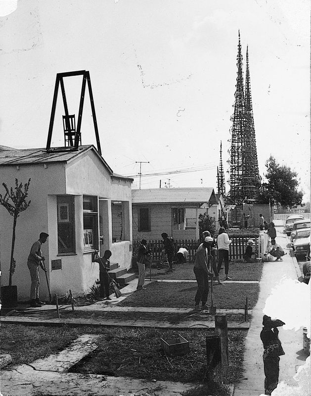 "Operation Teacup," an Easter week cleanup organized by the Student Committee for Improvement in Watts, at Watts Towers Arts Center and 107th Street, Los Angeles, April 1965