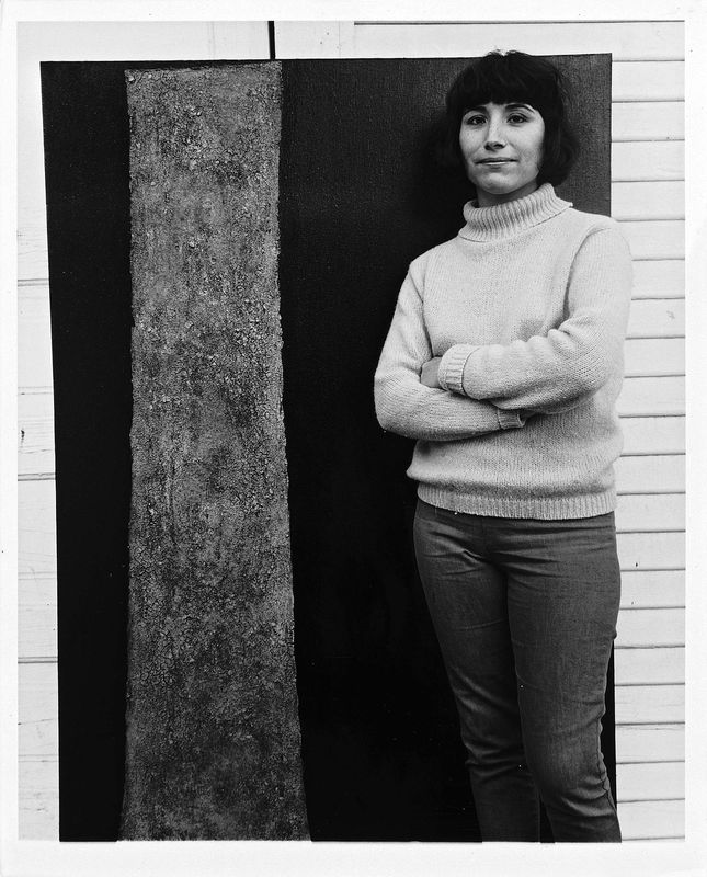 Virginia Jaramillo in front of Divide, 1964