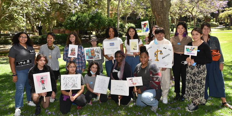 The 2021 Art + Activism Cohort at the UCLA Sculpture Garden.