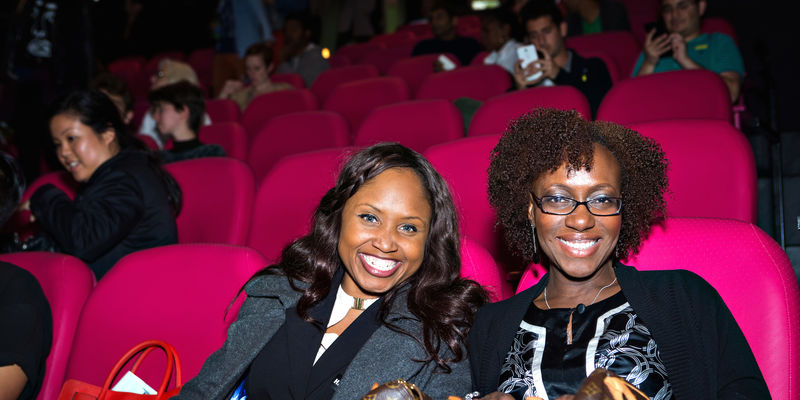 Friends sitting at the Billy Wilder Theater