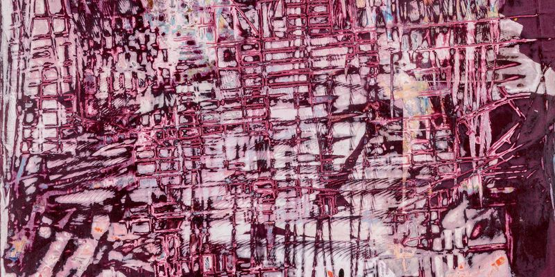 Mark Bradford, Scratch Pink, mixed media, 60 x 48 in. ©Mark Bradford. Image courtesy Sotheby's