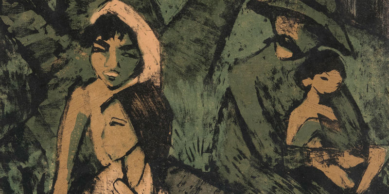 Otto Mueller, Encamped Gypsy Family with Goat, 1926 - 1927