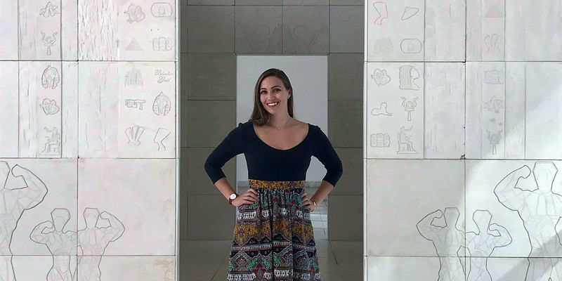 Jessica Cook in Lauren Halsey's installation