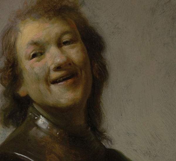 A painting showing a man laughing, depicting his head and shoulders