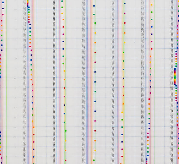 Abstract compositional print with vertically aligned dots