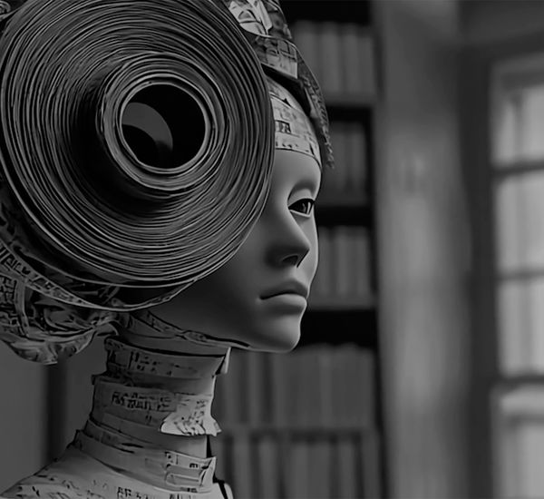 AI generated image of a cyborg woman