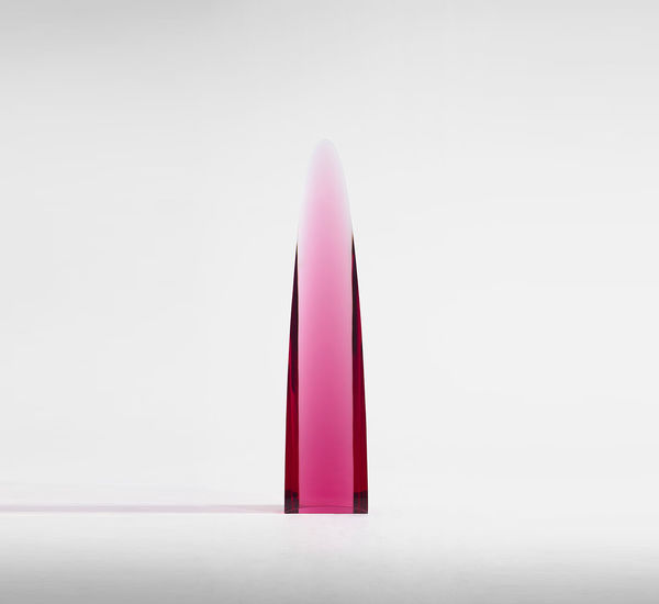 Pink object against a white background