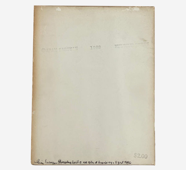 A bare paper with Aram Saroyan's name stamped across it
