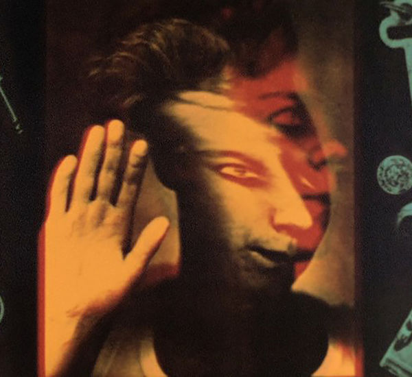 Distorted view of a man's face