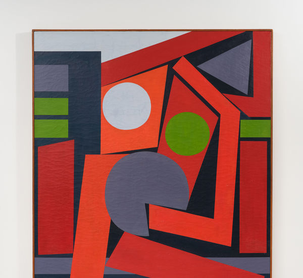 Colorful abstract composition in orange, green, and purple