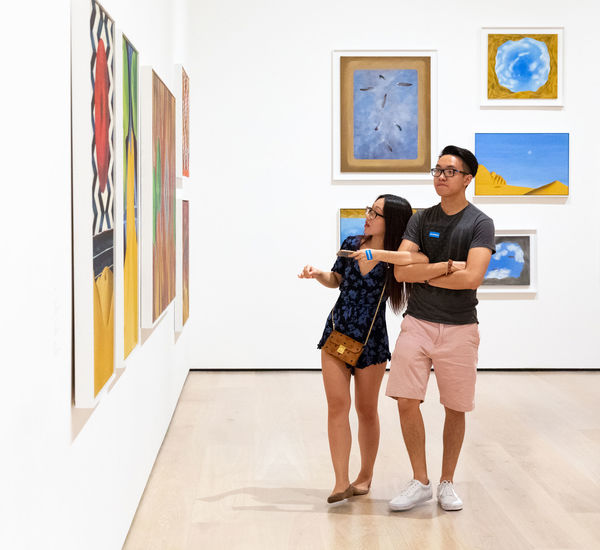 People looking at art in the Hammer Museum galleries