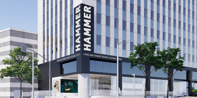 Rendering of new Hammer museum lobby entrance at the corner of Wilshire and Westwood