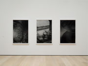 Three black and white abstract photographs 