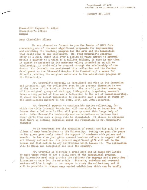 Letter from Gibson A. Danes and Frederick S. Wight to Raymond B. Allen, page 1, January 25, 1956