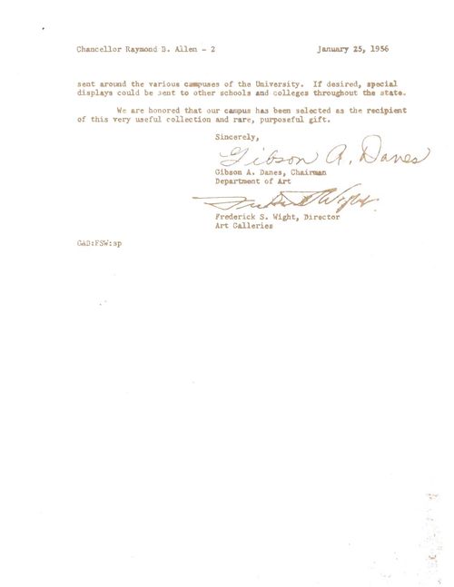 Letter from Gibson A. Danes and Frederick S. Wight to Raymond B. Allen, page 2, January 25, 1956
