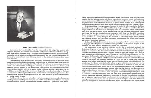  The Fred Grunwald Collection: A Memorial Exhibition catalogue, Grunwald Graphic Arts Foundation, Dickson Art Center, UCLA, 1966