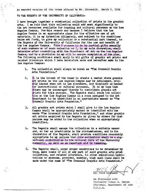 A digitised version of the Amended terms for the establishment of The Grunwald Graphic Arts Foundation