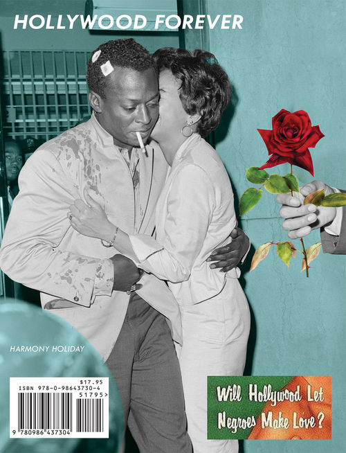 A collage magazine cover of a man and a woman. The words Hollywood Forever are printed across the top, and a red rose is pasted over the image.